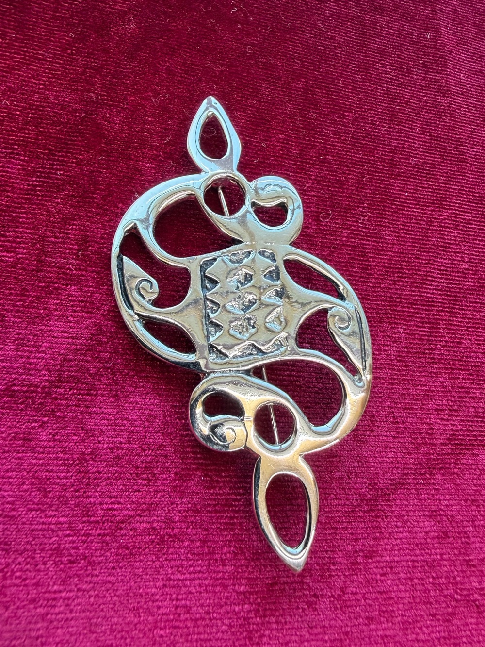 Vintage large silver tone Romano-British dragonesque brooch